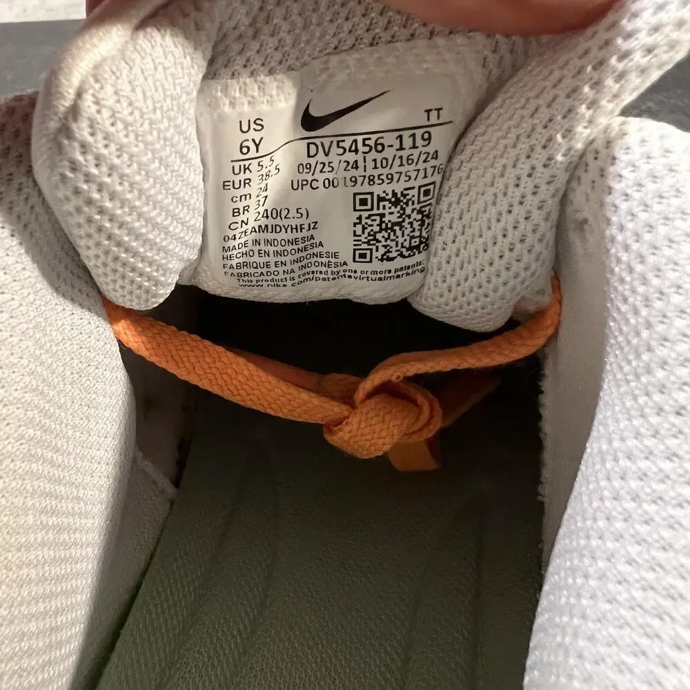 Nike Court Borough Low Recraft Shoes Youth Size 6Y White Orange Gum DV5456-119